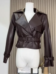 Fall Winter Women Old Money Vintage Faux Fur Coat Crop Y2k Chic Racer Jacket Turn-down Collar Tomboy Outwear Maillard Grunge