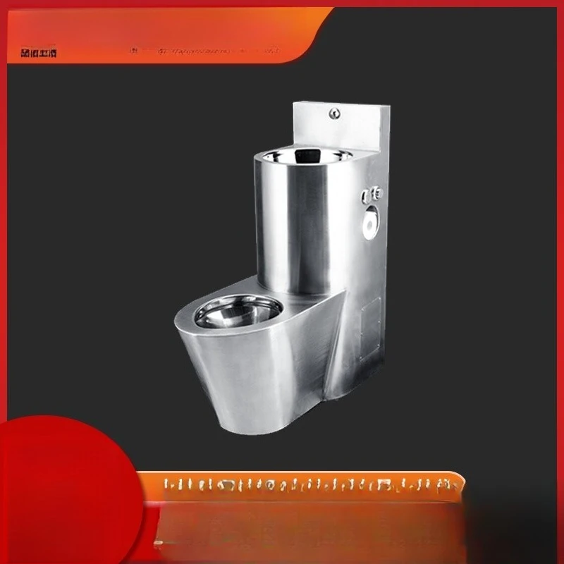 Cylinder one-piece with sink stainless steel toilet, detention center ********** anti-damage 304 water-saving toilet