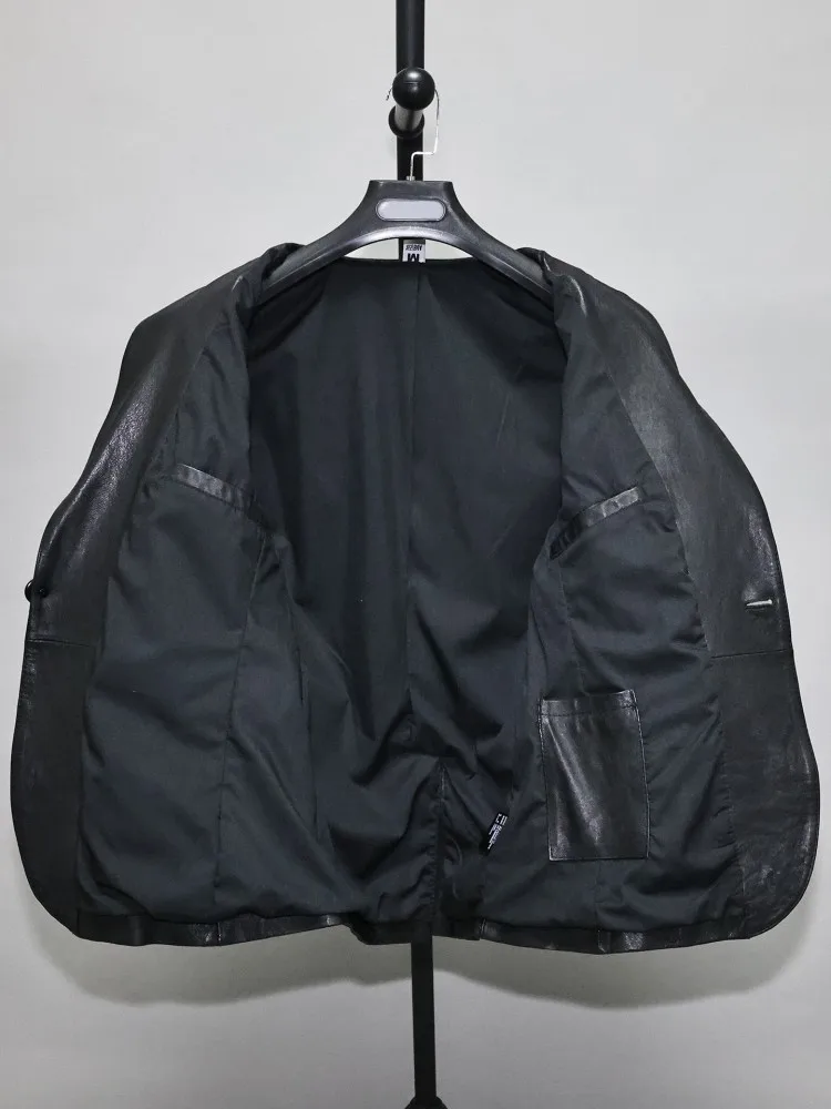 เสื้อเบลเซอร์หนังแท้ทรงเข้ารูป - Leather Work Jacket Mens บทวิจารณ์และราคา