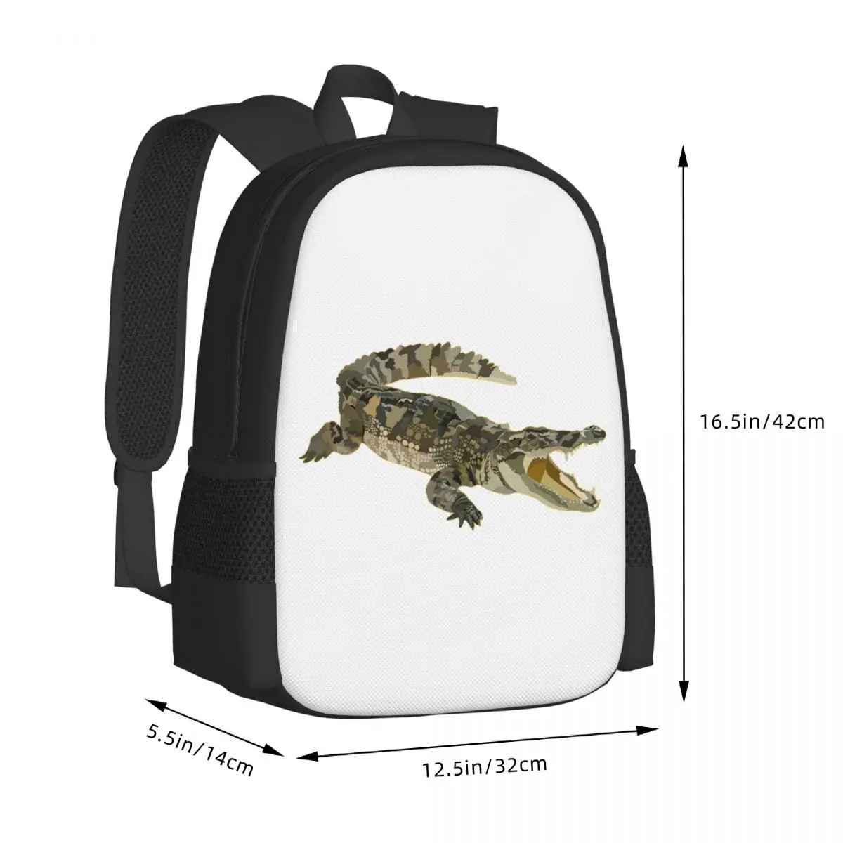 C Is For Crocodile Student Backpack School Bag Hiking Travel Daypack for Men Women Fashion Bookbag Shoulder Bags