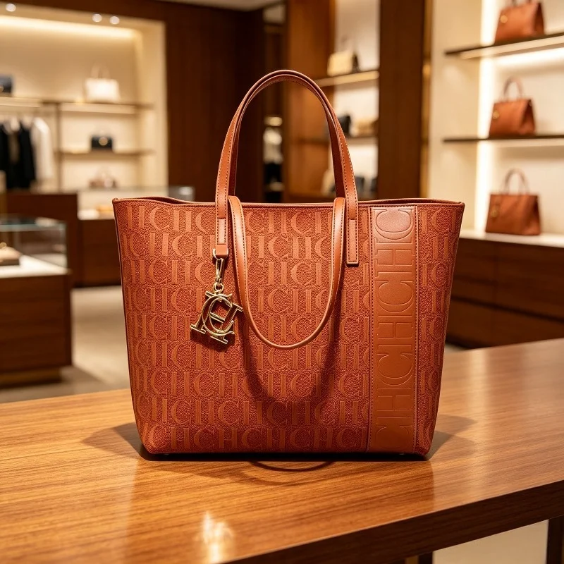 CHHC 2026 New Women Niche Luxury Tote Bag Premium Texture Large Capacity Canvas Shoulder Handbag Flying Weave