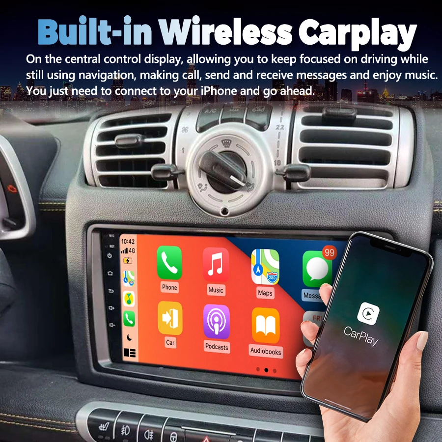 128GB أندرويد 14 AI صوت CarPlay راديو السيارة ستيريو لبنز سمارت فورتو W451 2006-2009 نظام تحديد المواقع نافي مشغل فيديو الوسائط المتعددة السيارات HU