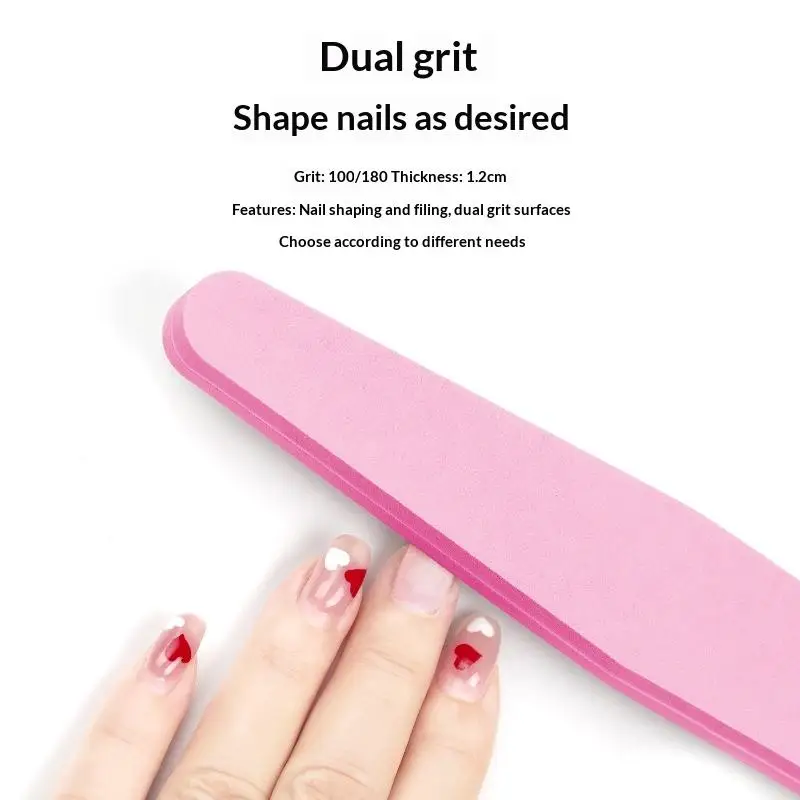10PCS Reusable Double-sided Nail File Blocks 100/180 Grit Colorful Sponge Manicure Tools for Home Salon Nail Care