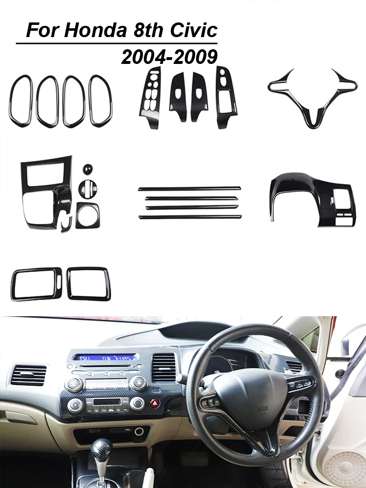 For Honda Civic 8Th 2024-2029 Interior Modification Abs Stickers Central Control Steering Wheel Air Outlet Car Accessories