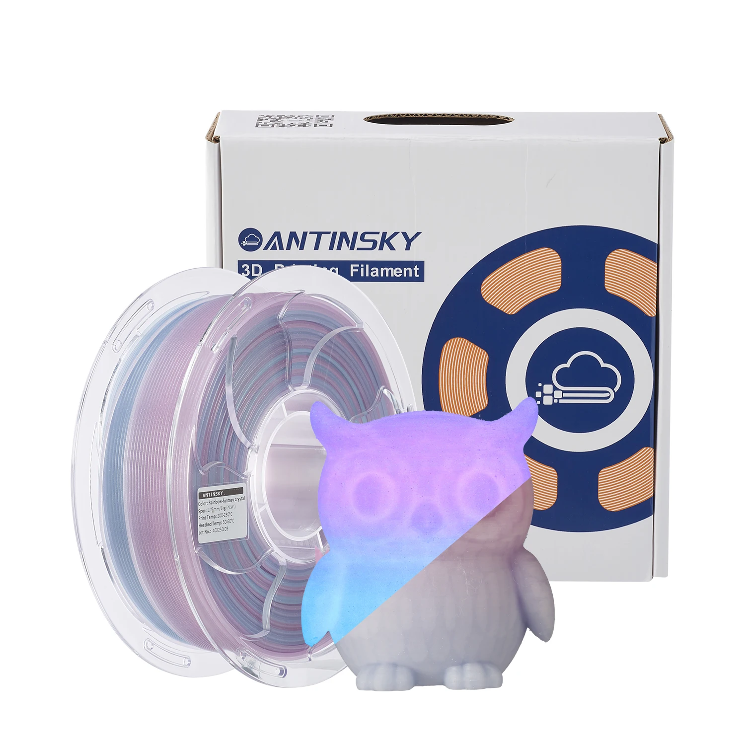1KG Rainbow Luminous PLA Filament 1.75mm ANTINSKY Glow In Dark Material for FDM 3D Printing
