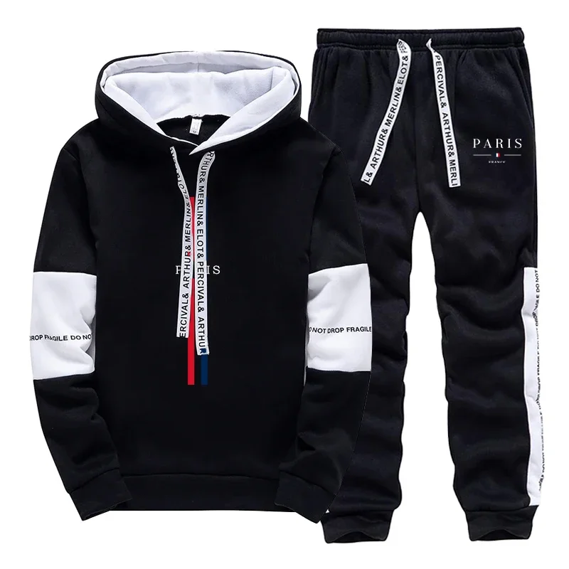 

2026 New Mens Tracksuit Casual Hooded Sweatshirts Sweatpants Outdoors Gym Sports Jogging Man Clothing Single Piece Hoodie Pants