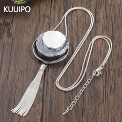 Fashion Round Tassels Pendant Necklace for Women Accessories New Trendy Designer Long Necklaces Daily Party Prom Jewelry Gift