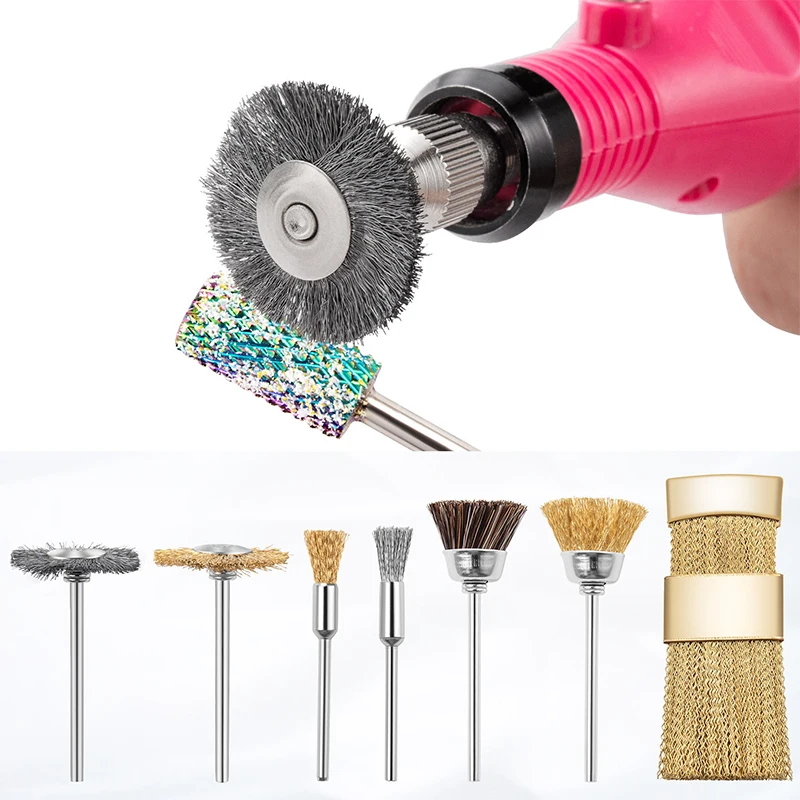 1PC Nail Drill Bit Cleaning Brush Portable Electric Manicure Drills Copper Wire Drill Brusher For Manicure Burr Bits Cleaner