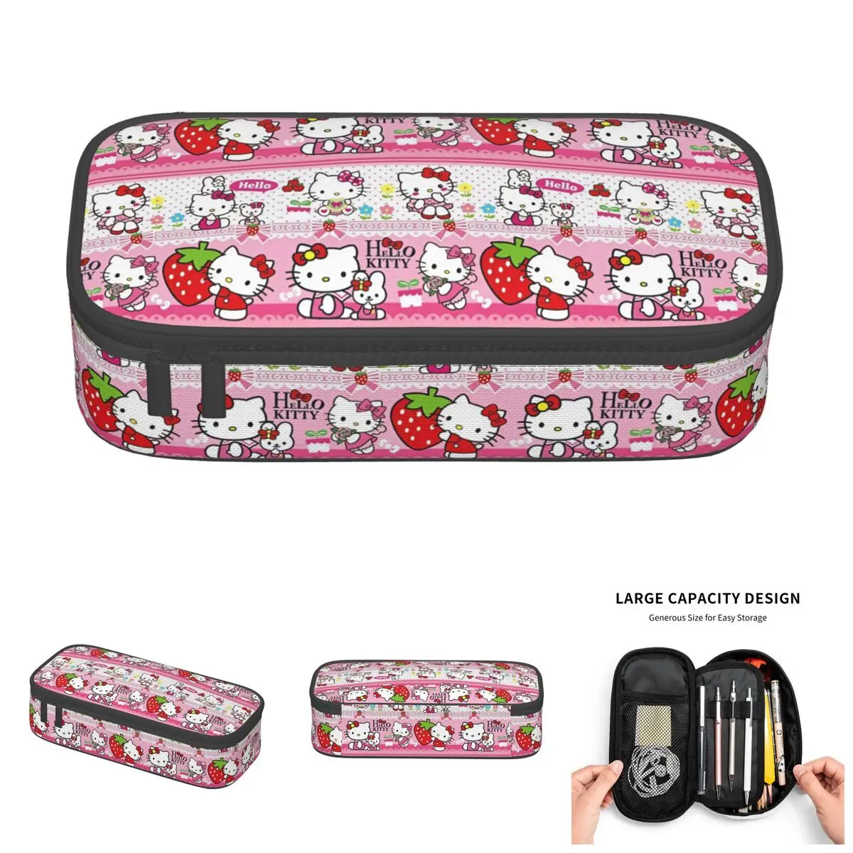 

Hello Kitty My Melody Strawberry Cherry School Pencil Cases Boy Girl Bow Heart Polka Dot Pencil Bag Pouch Students Stationery
