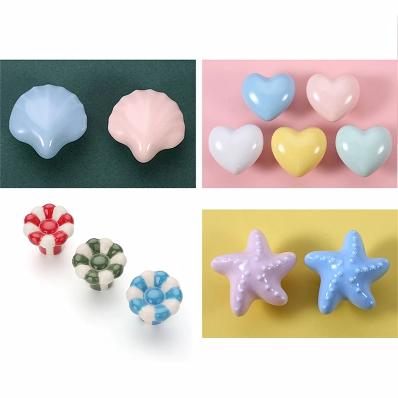 100Pcs Cute Ceramic Single-hole Drawer Door Handle Cabinet Knobs Closet Handles Kids Room Cupboard Dresser Pulls Furniture Hardw