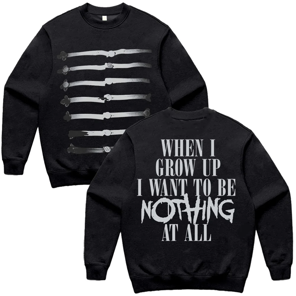 Nothing Longsleeve Skeleton Crewneck My Chemical Romance Graphic Print Top Casual Fashion Pullover Women Men Vintage Y2K Clothes