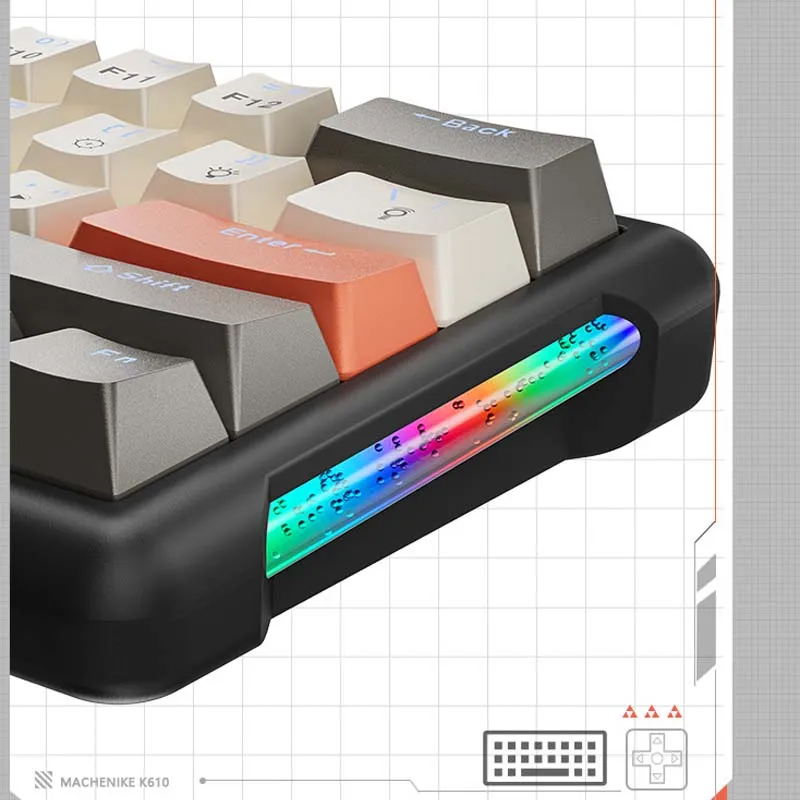 Imagem -06 - Usb Tipo-c 3.1 K610 Teclado Mecânico 61 Teclas Rgb Retroiluminado Teclados Gamer Wired Teclado Hot Swap para Gamers Computador pc