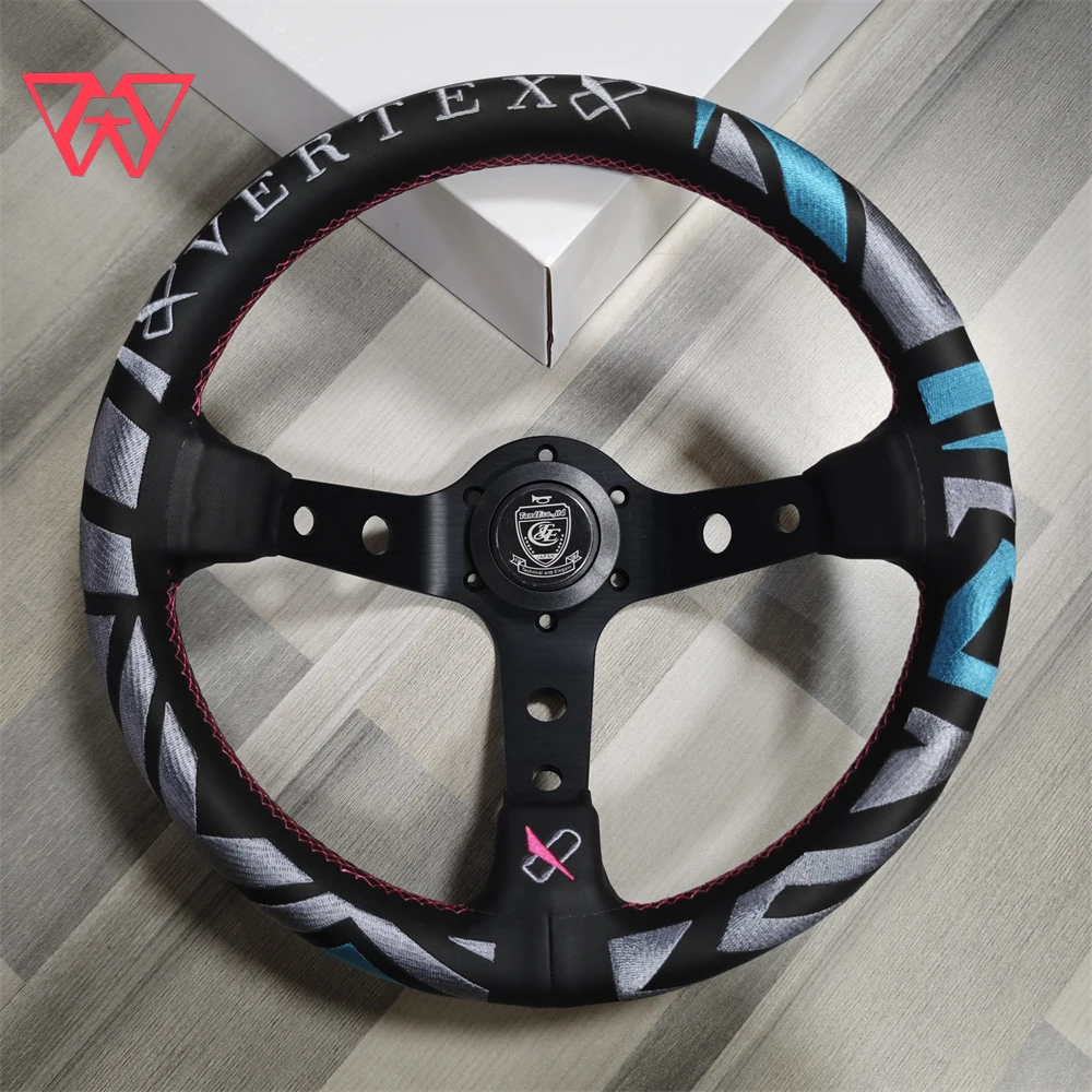 

330MM Universal Racing Vertex STEERING WHEEL Drift Rally JDM Suede Leather Steering Wheel Volantes For Toyota Honda BMW