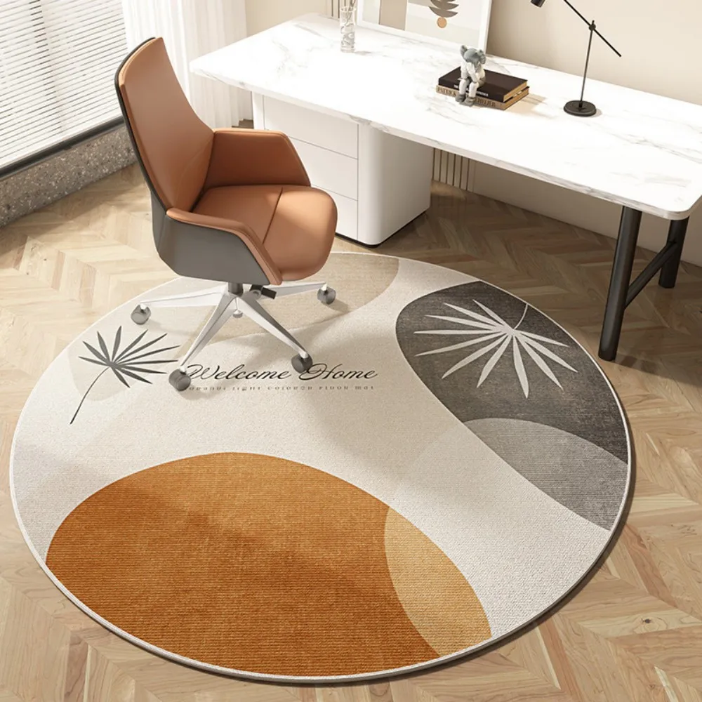 VIKAMA Moderner, minimalistischer runder Teppich für Arbeitszimmer, Bürostuhl, Matte, Schlafzimmer, Wohnzimmer, künstlerisch, verschleißfest, bedruckter Teppich, Heimdekoration