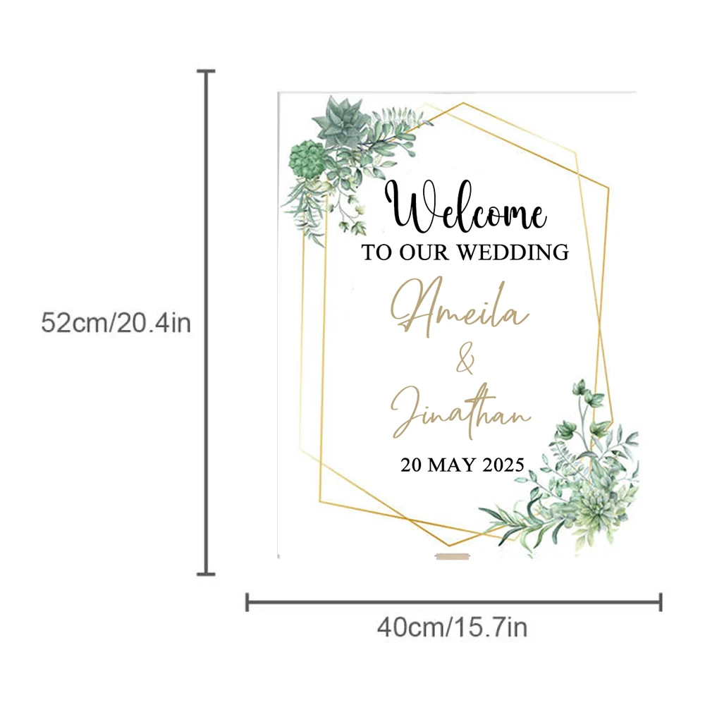 Personalized Welcome to our Wedding Sign Board Green Palm Leaves Welcome Sign for Wedding Engagement Birthday Party Decoration