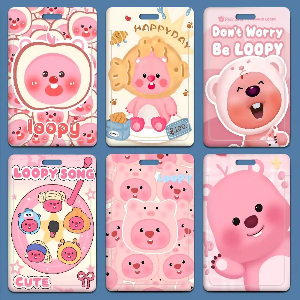 

Милый аниме-чехол Kawaii L-LoopyS для проездного, банковской, рабочей карты, пластиковый держатель для ID-карты и бейджа
