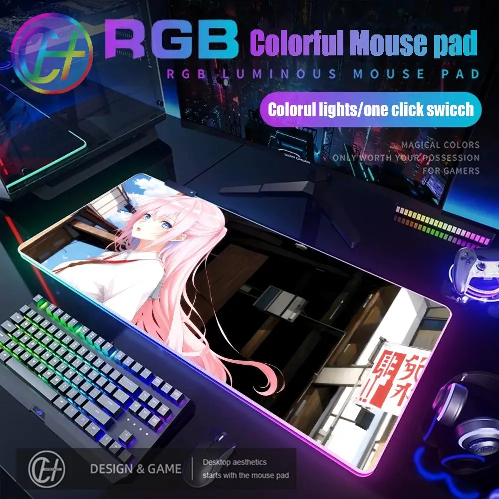 

Anime RGB Mouse Pad Shikimori HD Printing Desk Mouse Mat Cute Extended Gaming Keyboard Mats XXL Gamer Luminous Desk Mat Backlit