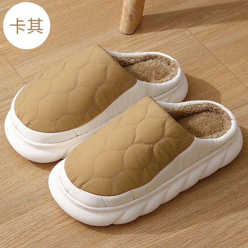 Kidmi Fuzzy Fur Women Slippers Winter Fluffy Warm Waterproof House Slippers Women Outdoor Fashion Thick Sole Furry Slipper 2023