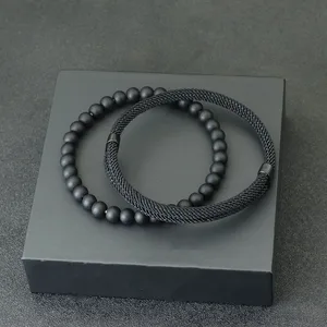 Set Gelang Pria Fashion 2 Buah Braslet Benang Merah Keberuntungan Dapat Disesuaikan Geser Hadiah Hombre untuk Dia Ban Lengan Herren Joias 8 permata merah penjualan terbaik - №
