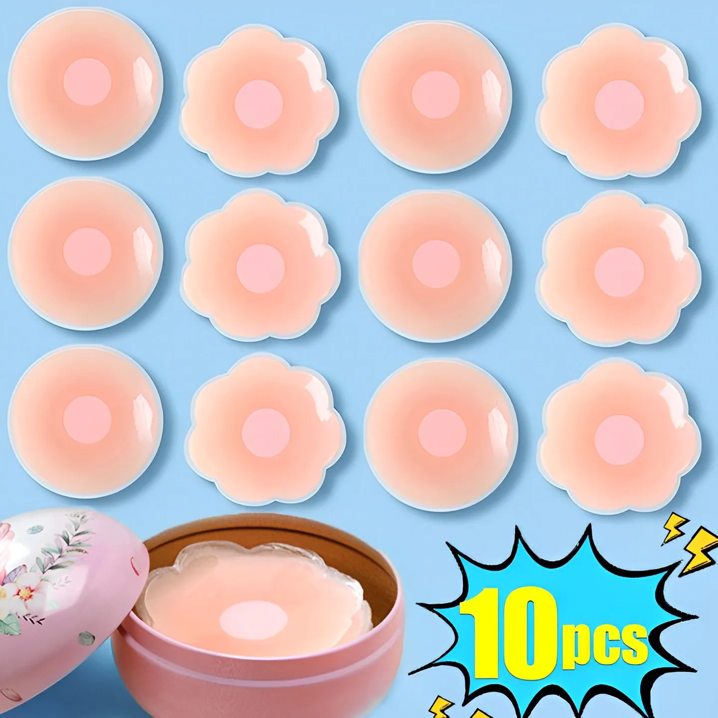 2/10Pcs Invisible Silicone Nipple Cover Reusable Women Breast Petals Lift Up Bra Pasties Bra Sticker Patch Intimates Accessories