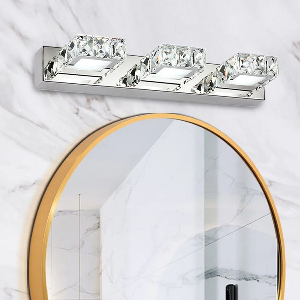 3-Head K9 كريستال LED مرآة حمام ضوء الحديثة الحائط الغرور تركيبة إضاءة 32.29ft2 تغطية IP65 مقاوم للماء 6000K