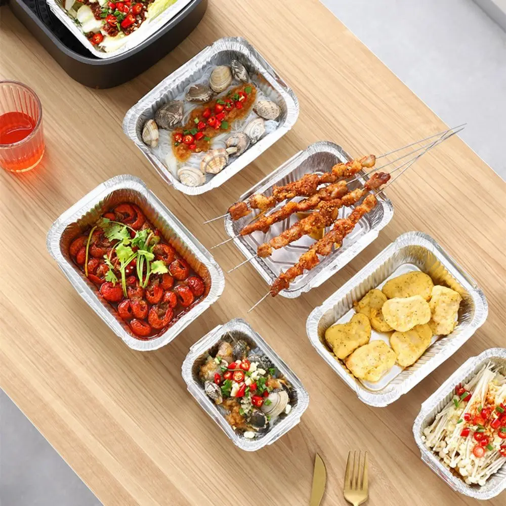 50Pcs High-temperature Resistance Cake Baking Foil Box 230-700ML Non-stick Aluminum Foil Paper Liner Waterproof Stackable