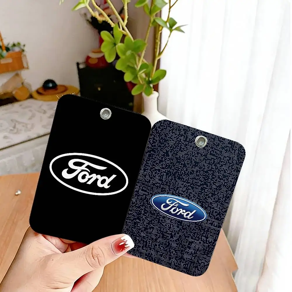 Car F-Fords logo Style PU Access Card Holder with Keychain - Executive Protection for Bank card,Subway, Bus Card case
