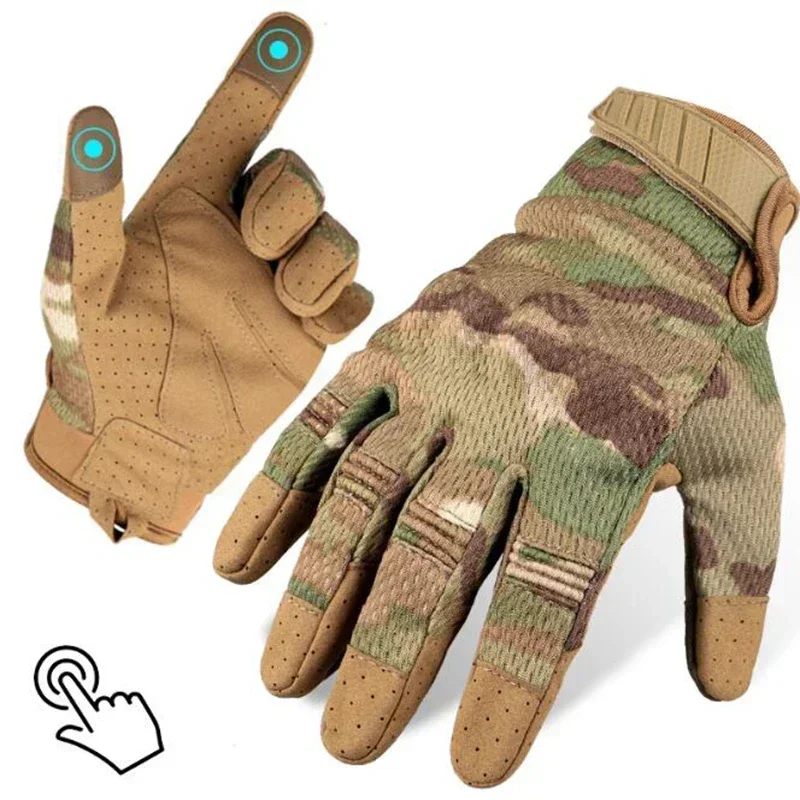 

Breathable Motorcycle Riding Tactical Gloves Lightweight Touch Screen Full Finger Airsoft Army Luvas Outdoor Camouflage Gloves