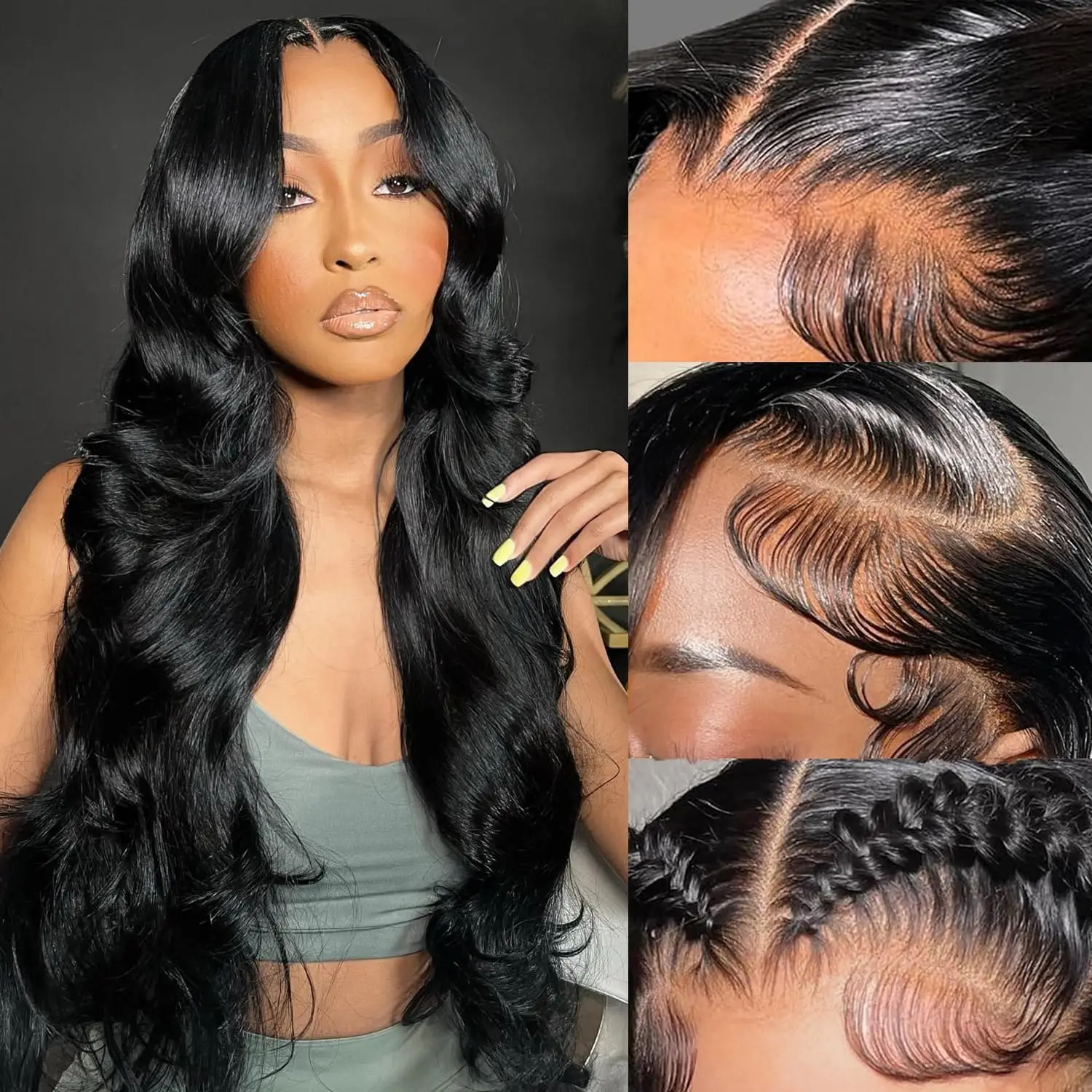 

Body Wave Lace Front Wigs Human Hair Pre Plucked 13x6 HD Transparent Lace Body Wave Human Hair Wig for Black Women 250 Density 28 Inch Natural Color