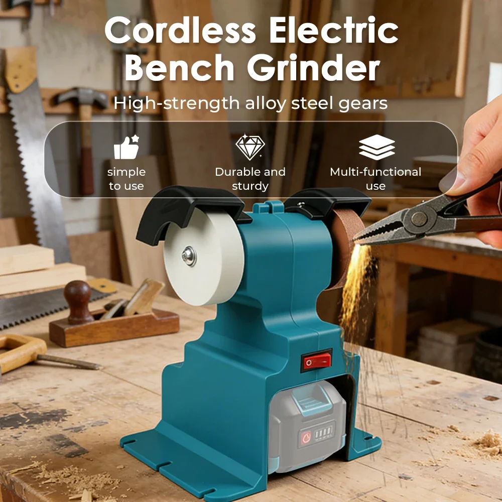 200W Cordless Electric Bench Grinder For Makita 18V Battery Pin ﻿Double Grinder Polishing Grinding Stone Knife