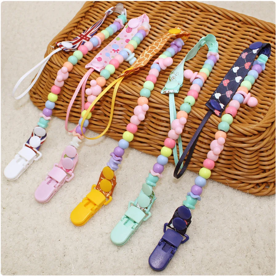 Baby Silicone Beads Schnullerkette Pacifier Clip Chain Clamps Fasteners Soother Nipple Dummy Holder for Newborn Accessories Gift