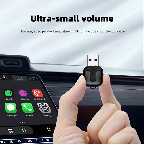 Imagen 1 del producto 2025 Nuevo adaptador inalámbrico CarPlay y Android Auto: ultracompacto |   WiFi de 5 GHz y Bluetooth 5.0 |   Control por voz |   Para cable de fábrica