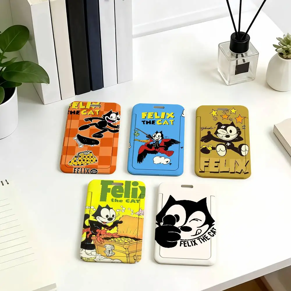 Cartoon F-Felix the Cat Card Holder Corporate Business Work Badge Holders Uisex Credit Bus Daily Commute ID Case
