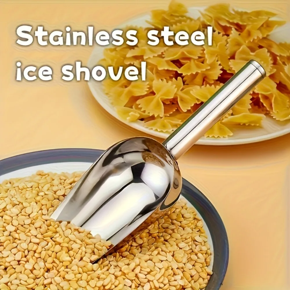 2pcs Heavy-Duty Stainless Steel Ice Scoop Food Flour Pet Candy Scooper Bar Home Kitchen Accessories Supplies Tools view 3