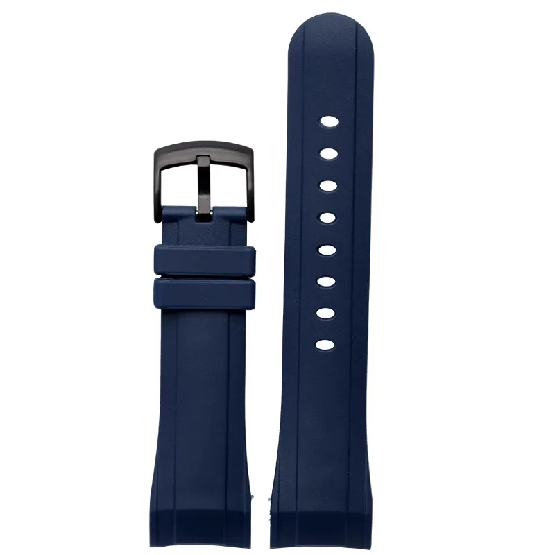 Luxury Blue Black 24mm Silicone watchband For Graham strap Racing Bent Watch band Rubber Bracelet with stainless steel buckle