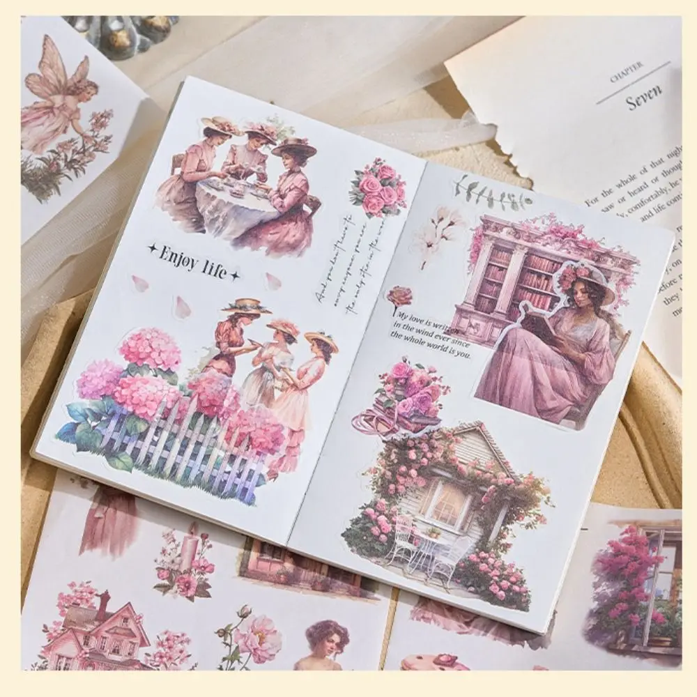 Creative Sticker Book Removable Watercolor Design Garden Junk Journal Stickers Vintage Style Collage Art Stickers Arts Craft