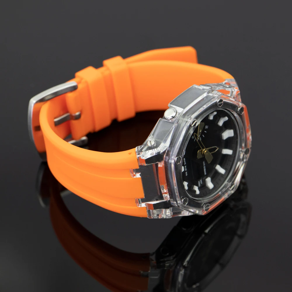 Kit Mod trasparente per Casio GA2100 GA2110 GAB2100 Custodia per PC Custodia con cinturino in gomma per Casio GA2100 GA2110 Accessori di ricambio