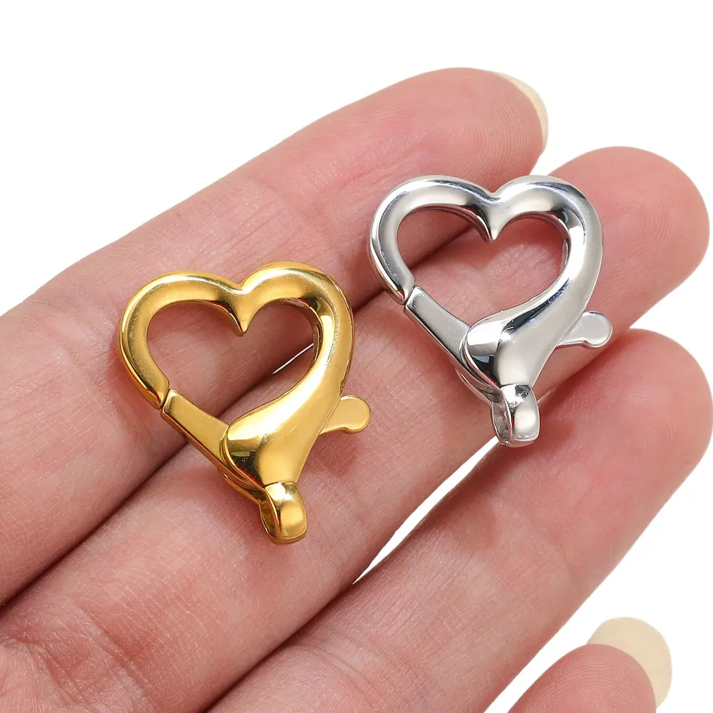 

2pcs 316L Stainless Steel Heart Lobster Clasp PVD GoldPlated Polishing Buckle Clasps Connectors for Jewelry Handmade Accessories