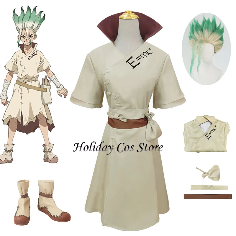 

Senku Ishigami Cosplay Costume Wig Shoes Anime Halloween Christmas Carnival Party Outfit Role Play Suit Comic Con Clothing Props