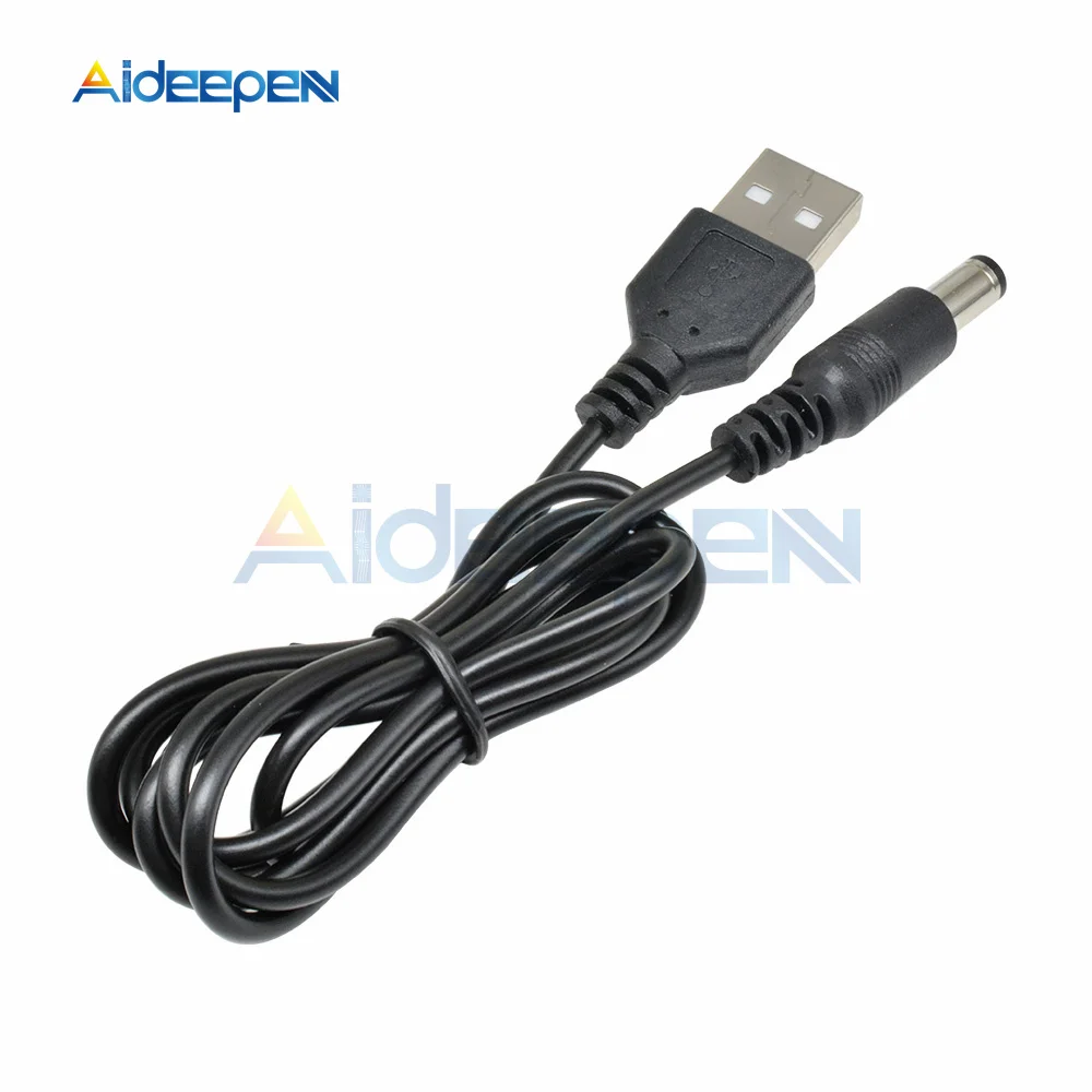 80CM USB Port To 5.5mm x 2.1mm 5.5X2.1 USB to Power Connector Adapter Cable Black For LED / Electronic Goods