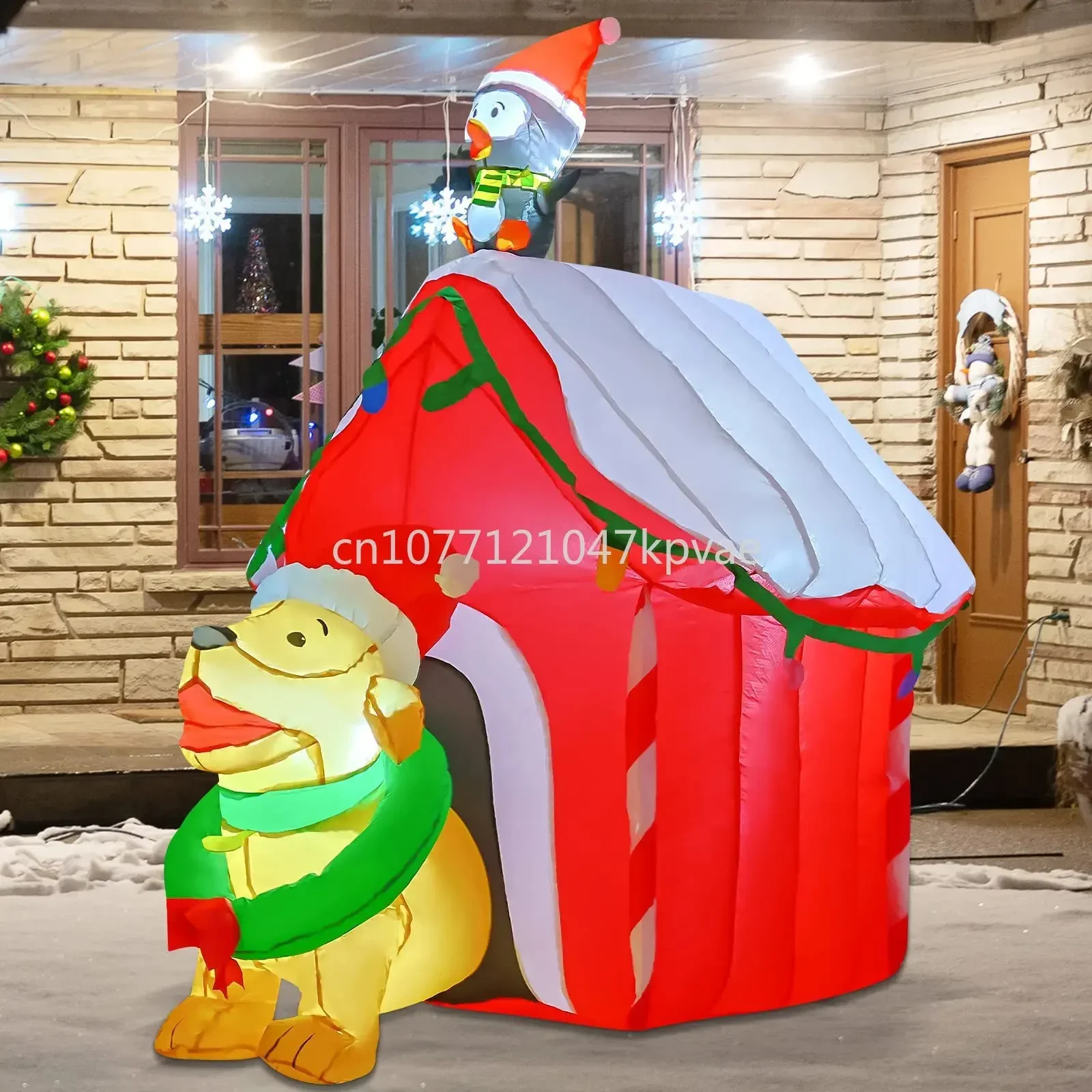 Christmas Inflatable Toys Cross border Exclusive Christmas 5.2 foot/1.6 meter Puppy Dog Nest Penguin Decorative Ornaments