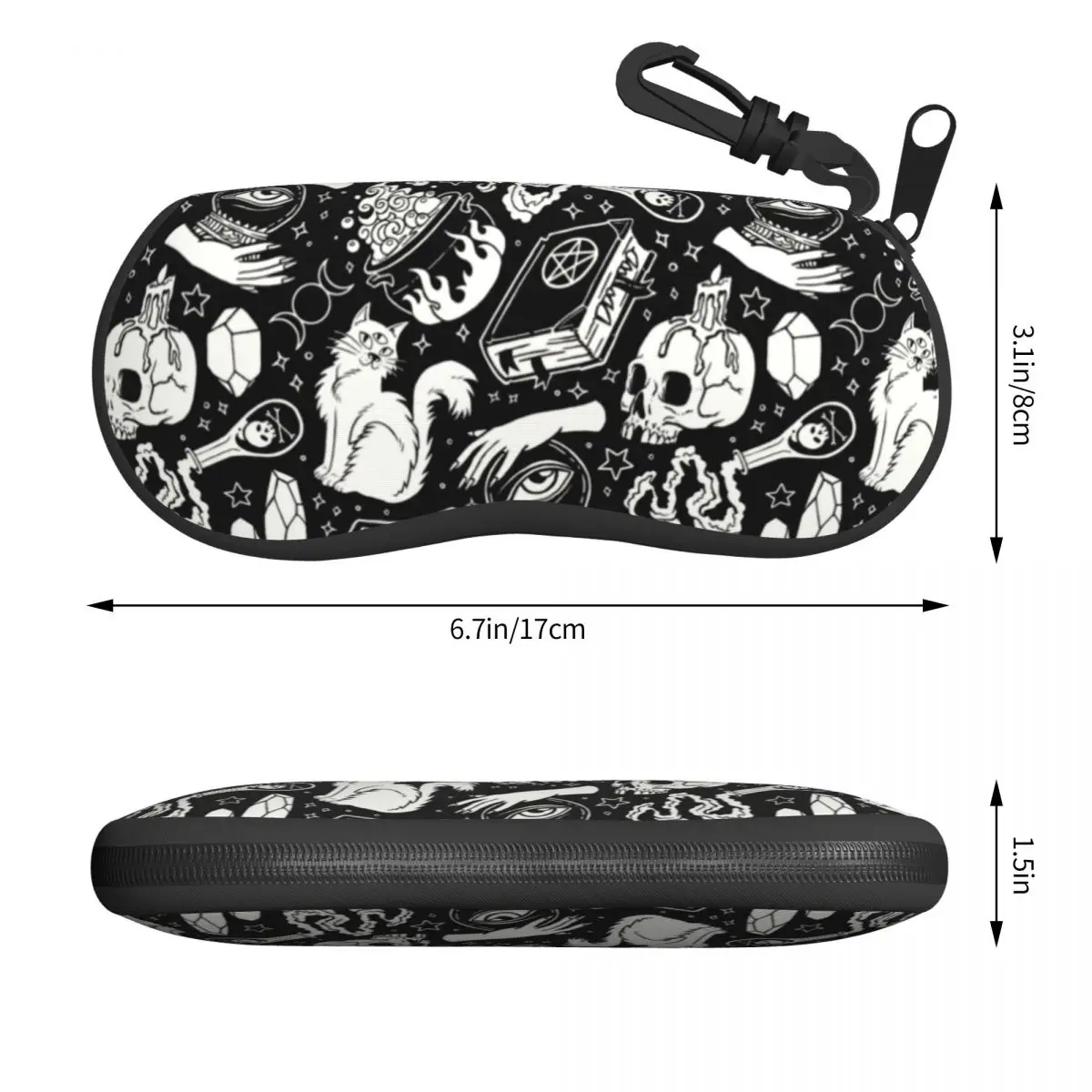 Witchy Pattern Shell Eyeglasses Protector Cases Sunglass Case Witch Occult Supernatural Witchy Vibes Pagan Crystals Glasses Bag