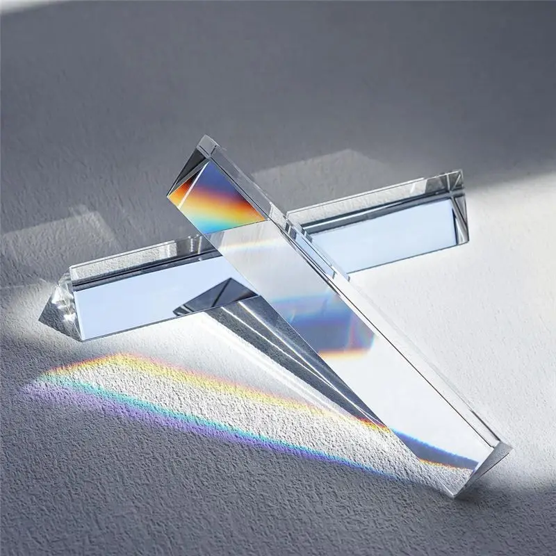 Crystal Optical Glass Triangular Prism For Photography Effects Physics Teaching Light Spectrum Optics Kits 2Pcs