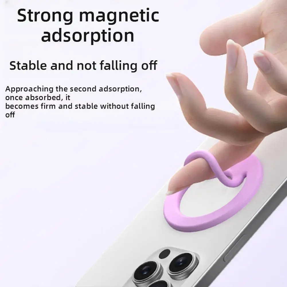 Magnetic Holder for iPhone, Silicone Phone Stand Sticker with Strong Magnetic Universal Back Sticker Mount, Grip