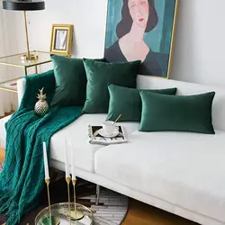 Dark Green 45x45cm Velvet Cushion Cover Home Decorative 30x50cm Throw Pillow Cover for Living Room Sofa Pillow Case 50x50cm