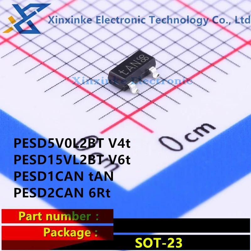 

100PCS PESD5V0L2BT V4t PESD15VL2BT V6t PESD1CAN tAN PESD2CAN 6Rt SOT-23 ESD Circuit Protection Diode