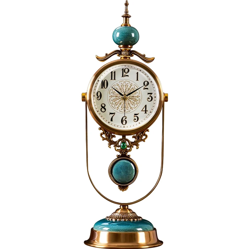 

*living room desktop light luxury desktop clock decoration seat clock ornament retro quartz clock