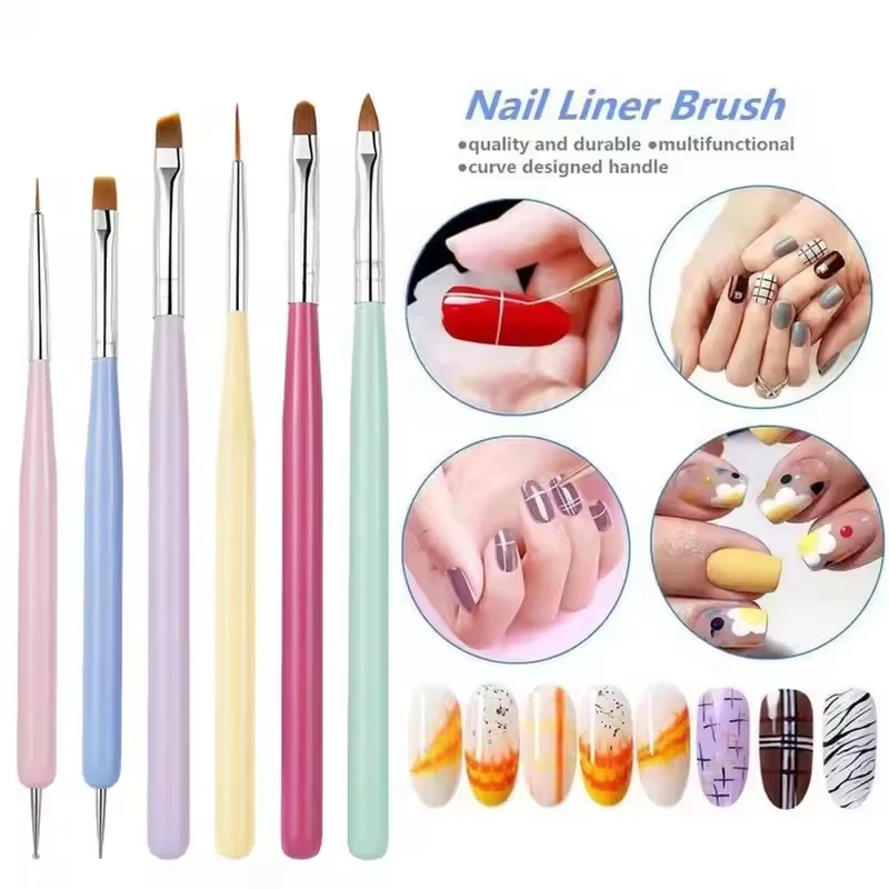 

6Pcs/Set Manicure Brushes Set Nail Art Brushes Pens Design Tool for Gel Detailing DIY Painting Brush Dotting Pen Manicure Tool