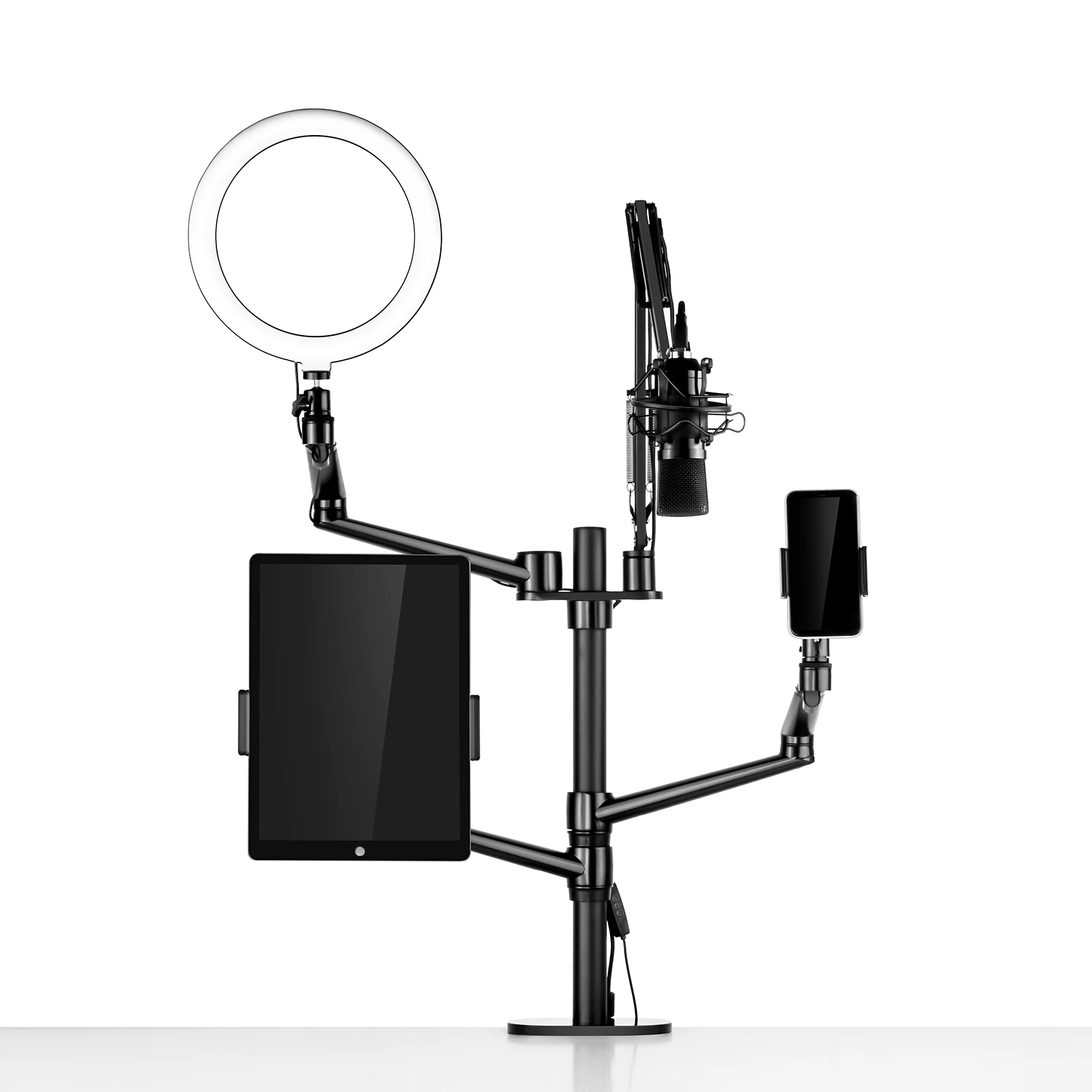 New Coming Flexible Adjustable Studio Microphone Mic Laptop Cell Phone 4 Arms Stand For Live Streaming