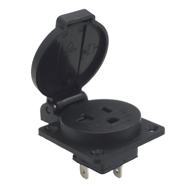 Black 125V 20A IP44 CE America Japan Multifunction Outdoor US Industry Waterproof AC Outlet Power Wired Receptacle Socket